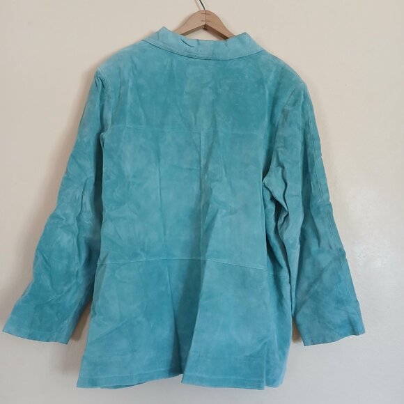 Jessica Holbrook Light Blue/Turquoise Suede Leather Jacket Women's 2X - Picture 5 of 6
